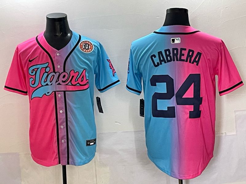 Men 2025 Detroit Tigers #24 Cabrera Blue pink Game Nike MLB Jersey style 07